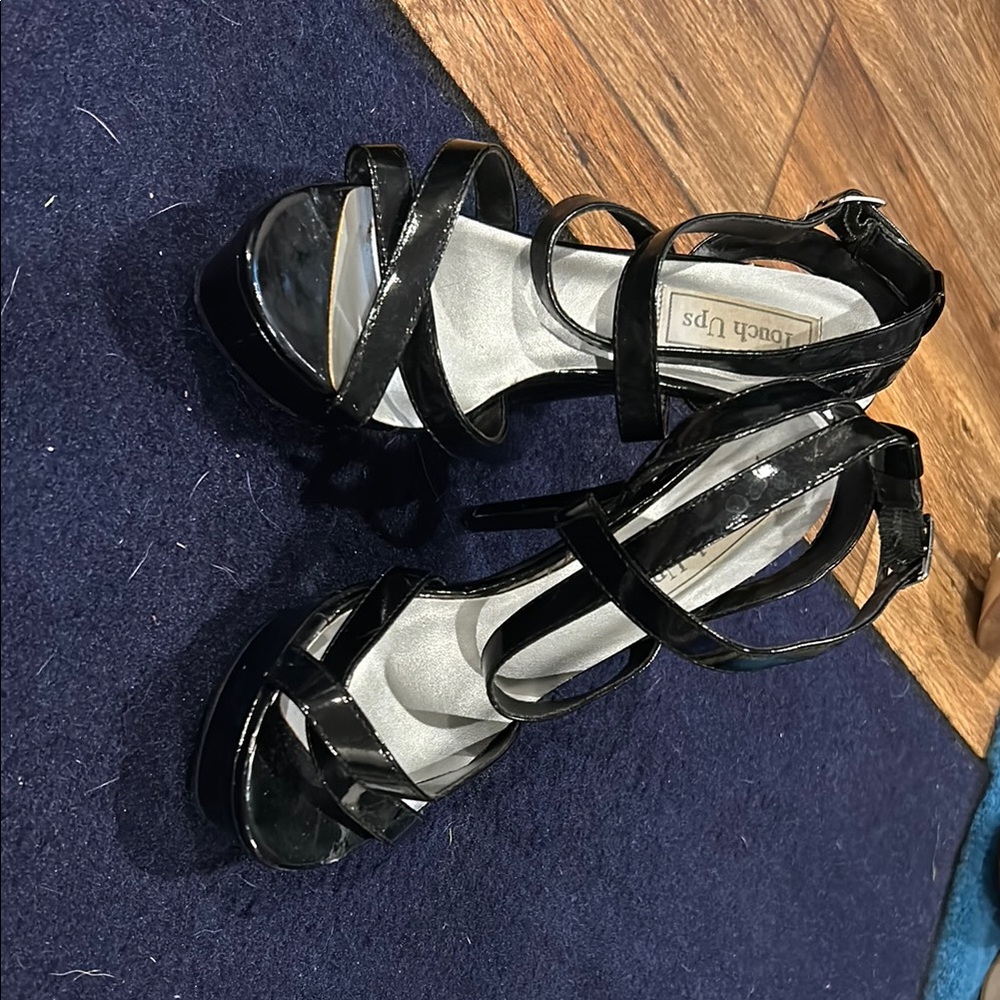 Touch Ups Glossy Black Strappy Heels